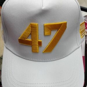White Cap with Yellow 47 Embroidery
